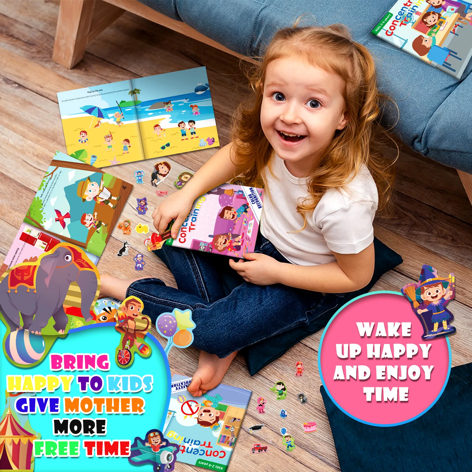 

Reusable Sticker Books Learning & Education Preschool Readings Scenarios Books Cartoon Animal Montessori Education for Kid 2-6Y