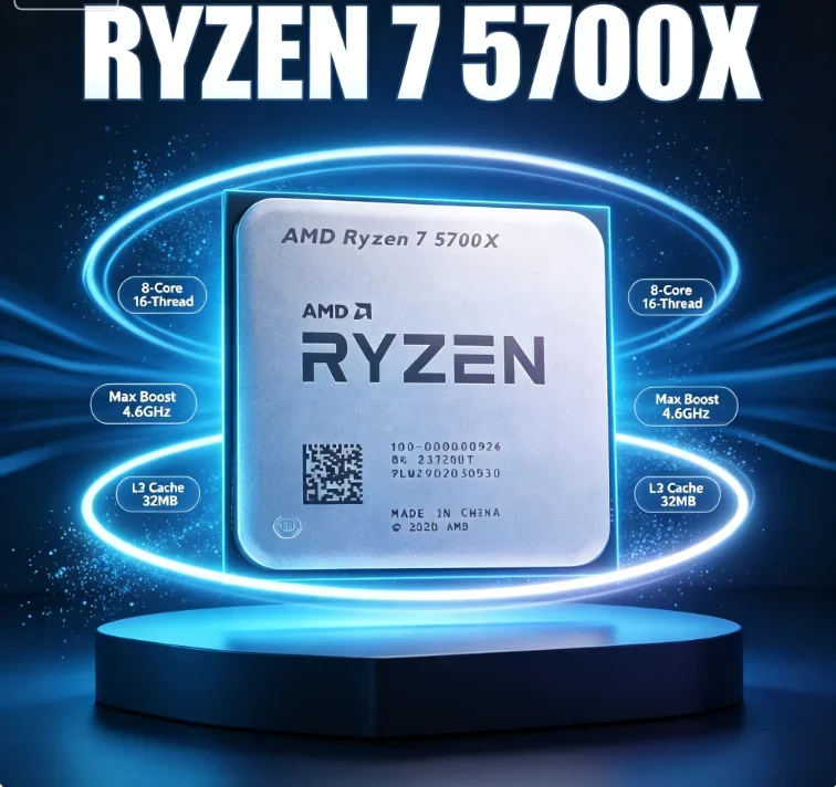 Video Editing Render Multicore Tray CPU AMD Ryzen 7 5700X 8 Cores 16 Threads 4.6GHz Boost AM4 DDR4 Creator Processor No Cooler