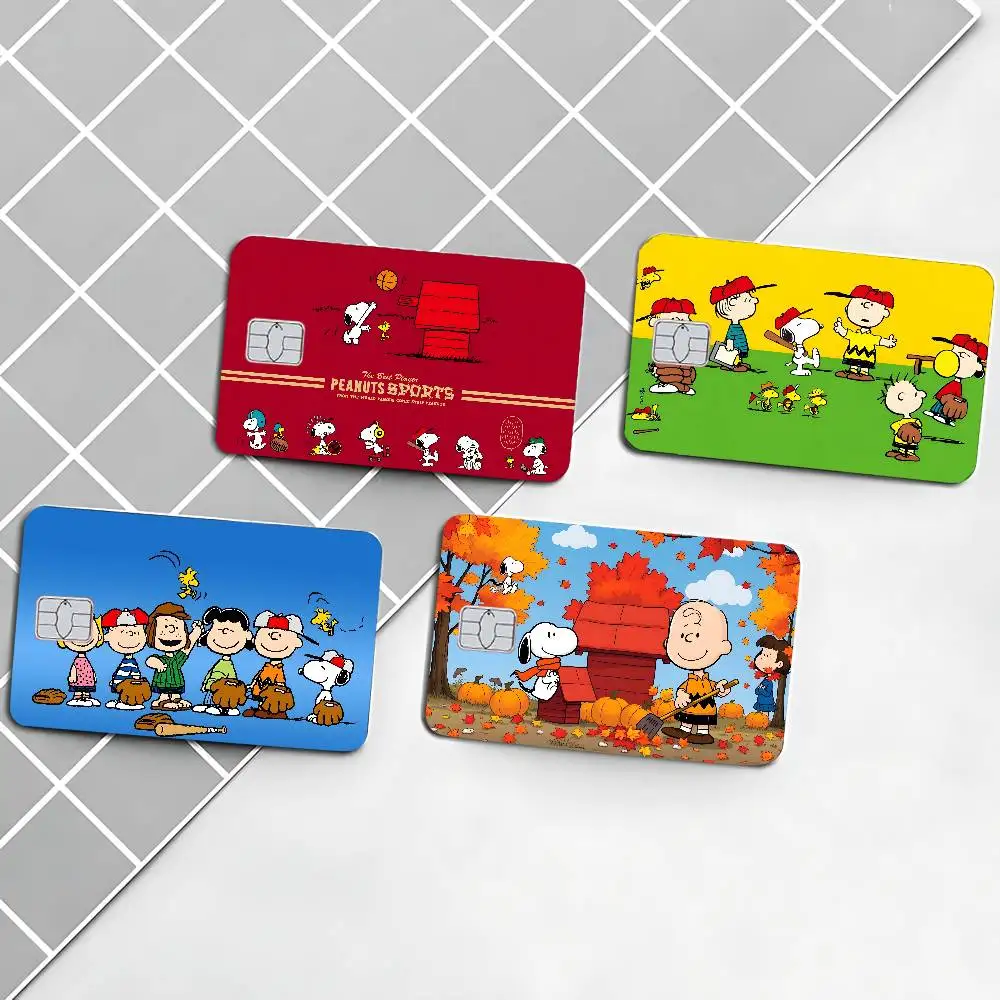 Cartoon Snoopy Anime Front Cover Film Sticker Skin For Credit Debit Card Small Large Chip