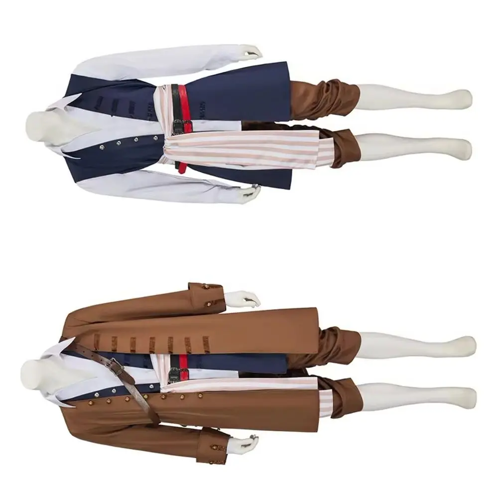 Filme jack cosplay traje masculino capitão jaqueta calças com cinto pirata conjunto completo uniforme halloween carnaval festa outfits