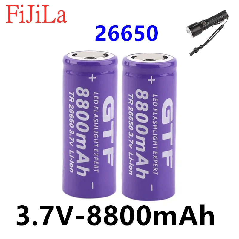 100% Nouveau 3,7v 26650 Batería Li-Ion 8800mAh  Recargable Par Linterna LED   De    Acumula