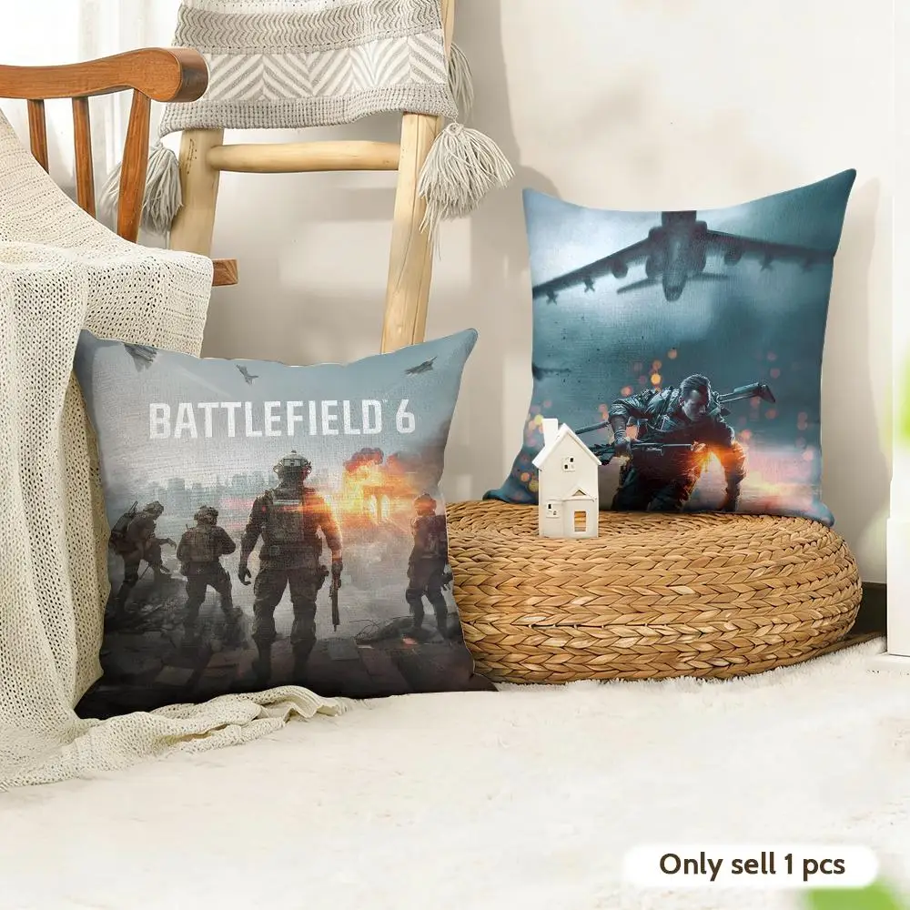 Video Game B-battlefield 6 Cushion Cover Organic Linen Square Pillow Case Durable Non-Allergenic And Kind To Skin 2