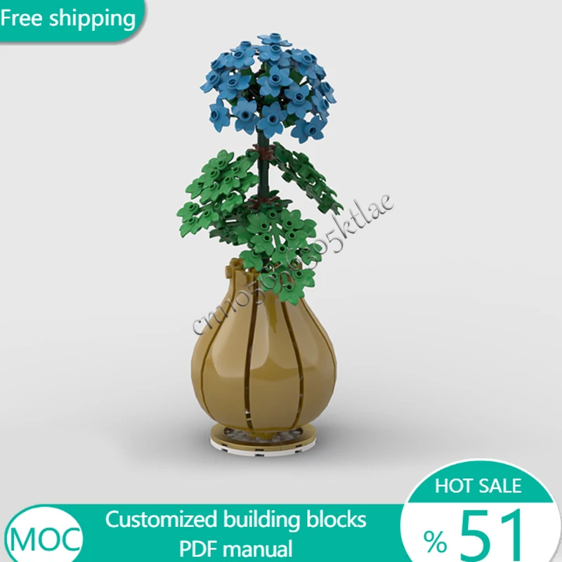 203 PCS Flowers Hydrangea Flower MOC Customize Modular Building Block Creative Design Popular Brick DIY Boys Holiday Toy Gifts