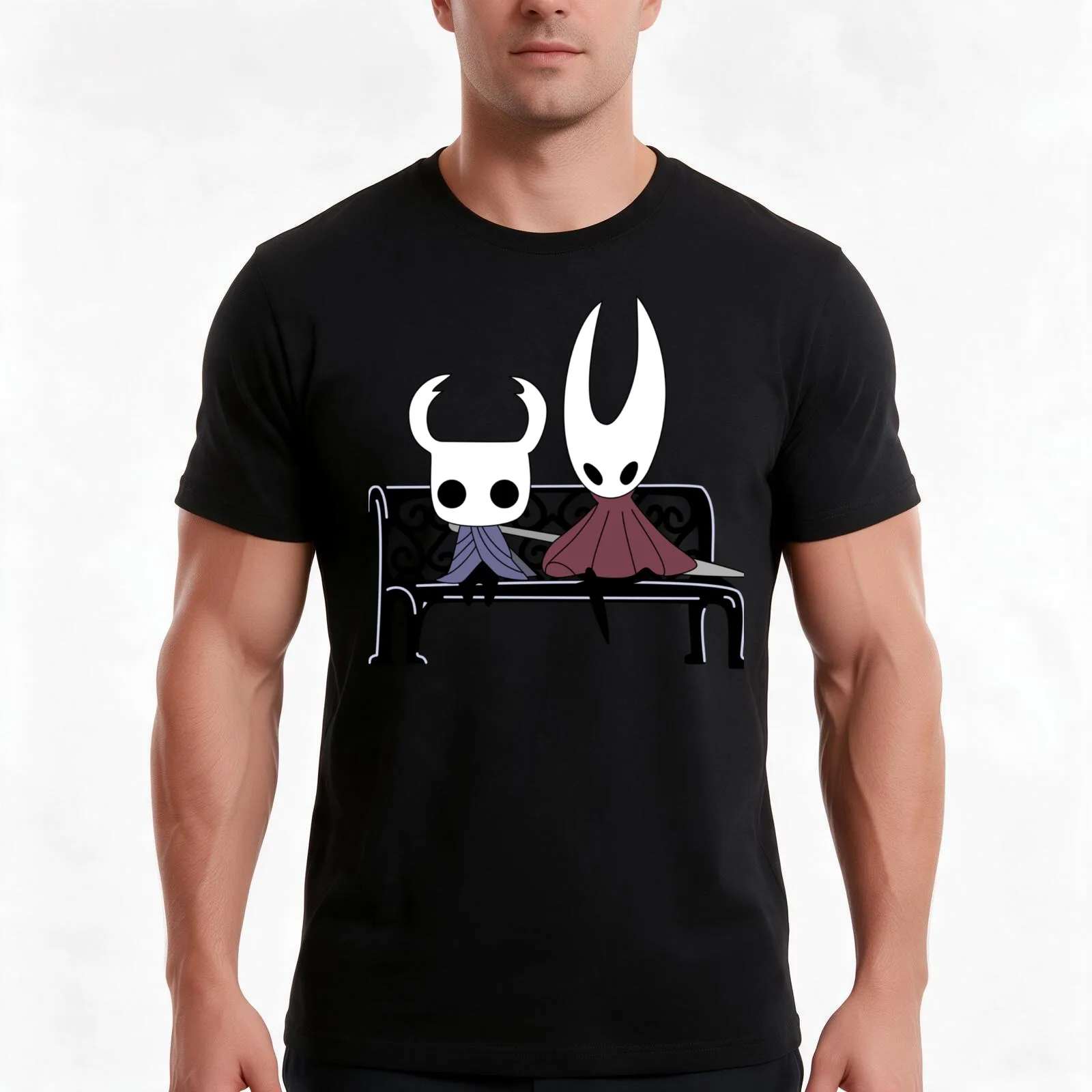 Hollow Protagonists T-Shirt, Summer Casual Cotton Tee, Oversized Streetwear Tops, Vintage Graphic Print, Loose Fit Short Sleeve