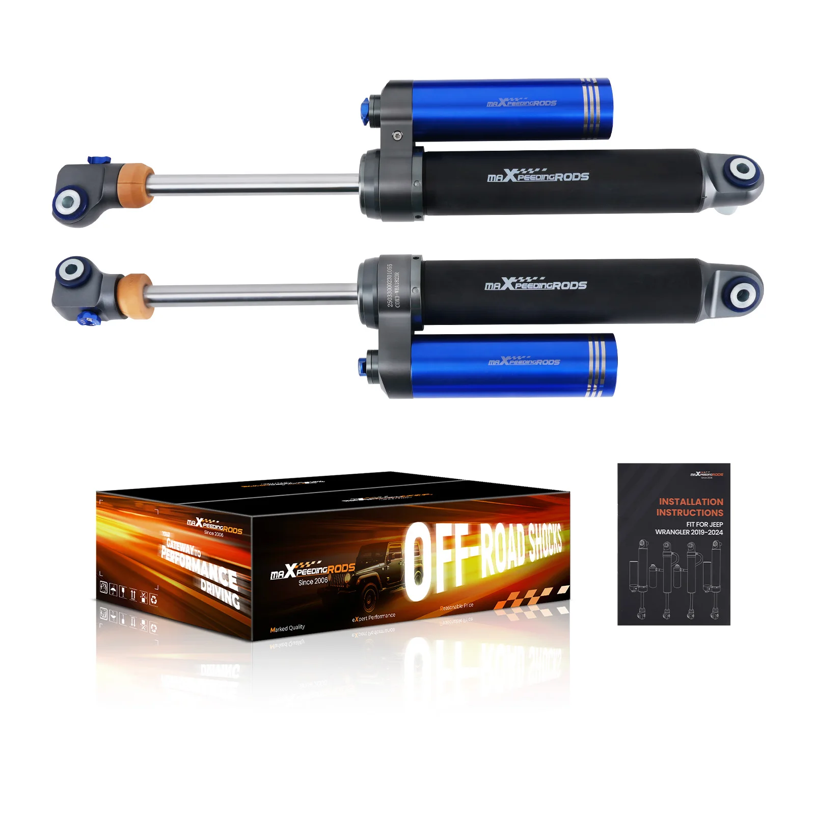 MaXpeedingrods Rise 0-1.5 Inches Remote Reservoir Rear Shocks For Wrangler JL 18-25 Off-Road Shock