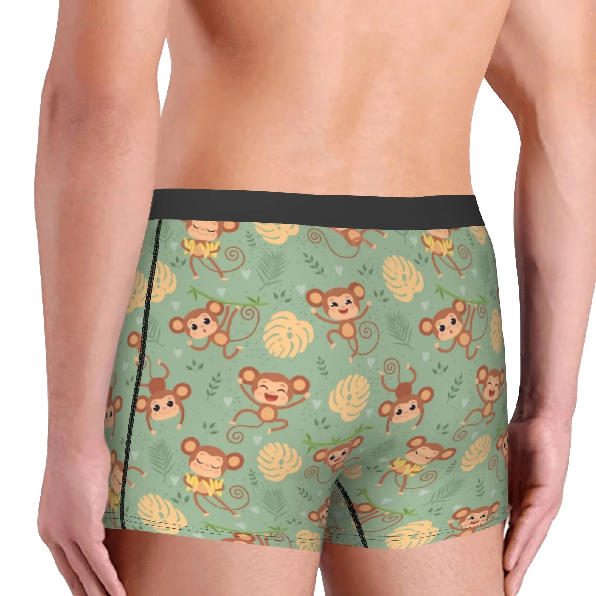 Funny  Colourful Monkey Printed  Boxers Shorts Men's Lovely Seamless Banana Pattern  Briefs Underwear Funny Underpants