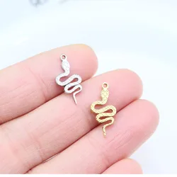 5pcs Stainless Steel Beautiful Snake Charms Pendant DIY Handcraft Waterproof Women's Fashion Jewelry Accessory