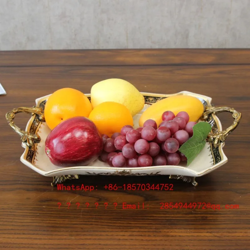 European Luxury Coffee Table Fruit Plate Ornament, Ceramic Tray Soft Decoration, Storage Tray