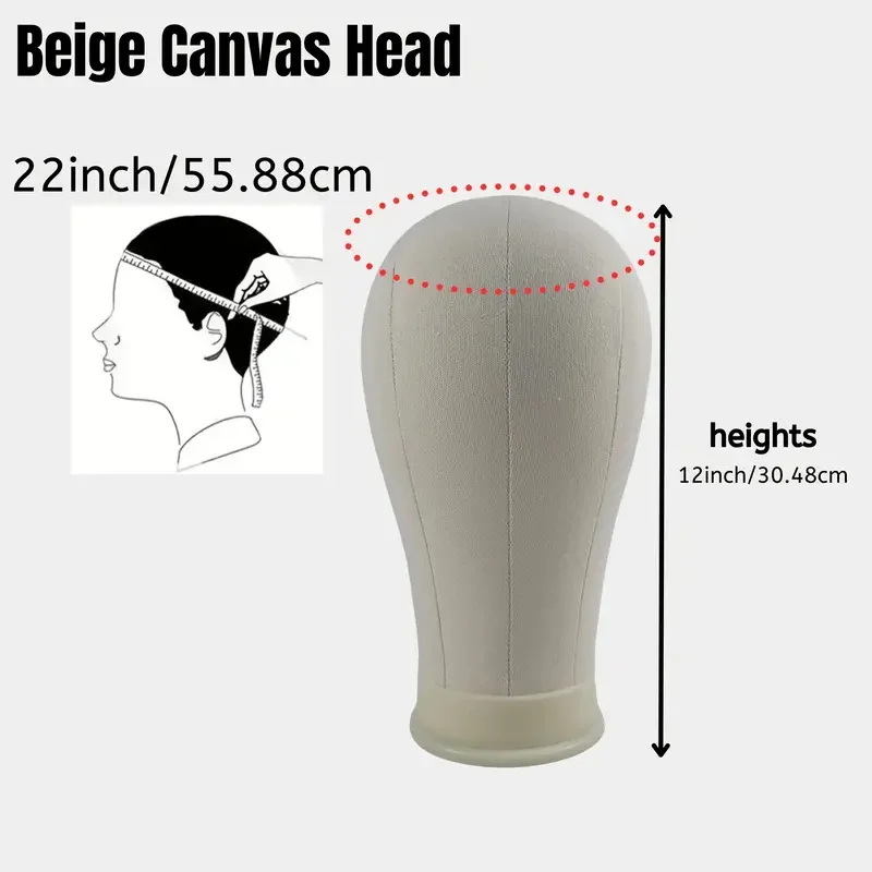 55.88cm プレミアムウィッグヘッドマネキン 取り付け穴付き - リアルな輪郭、ウィッグキャップとスタイリングアクセサリーが含まれます