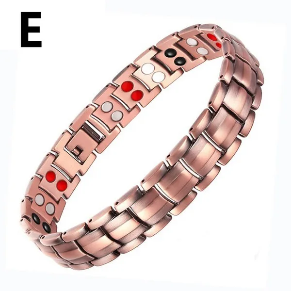 Men Copper Color Bracelets Bangle Double Strong Magnetic Therapy Bracelet for Arthritis Pain Relief Jewelry Husband Accessories