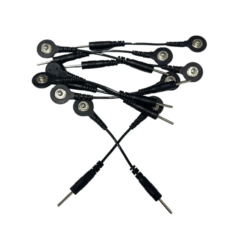 10Pcs Extra EMS TENS Electrode Cables Lead Wires 2.0mm Pin Plug to Snap 3.5mm Male For Electric Body Massager Machine