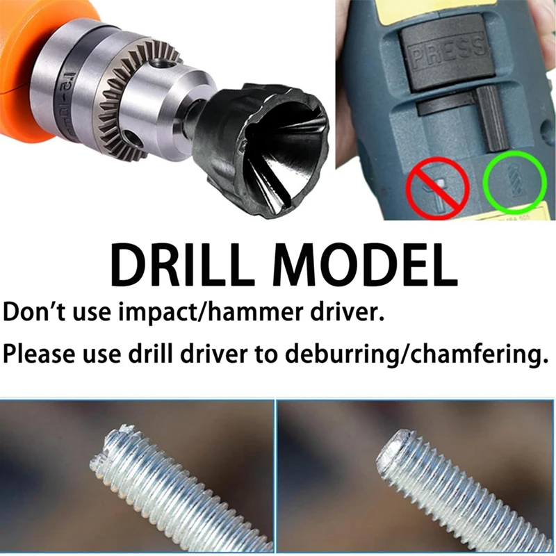 All Thread Deburring Tool, Reburring Chamfering Broca com Lâmina De Carboneto De Tungstênio, Pacote 2