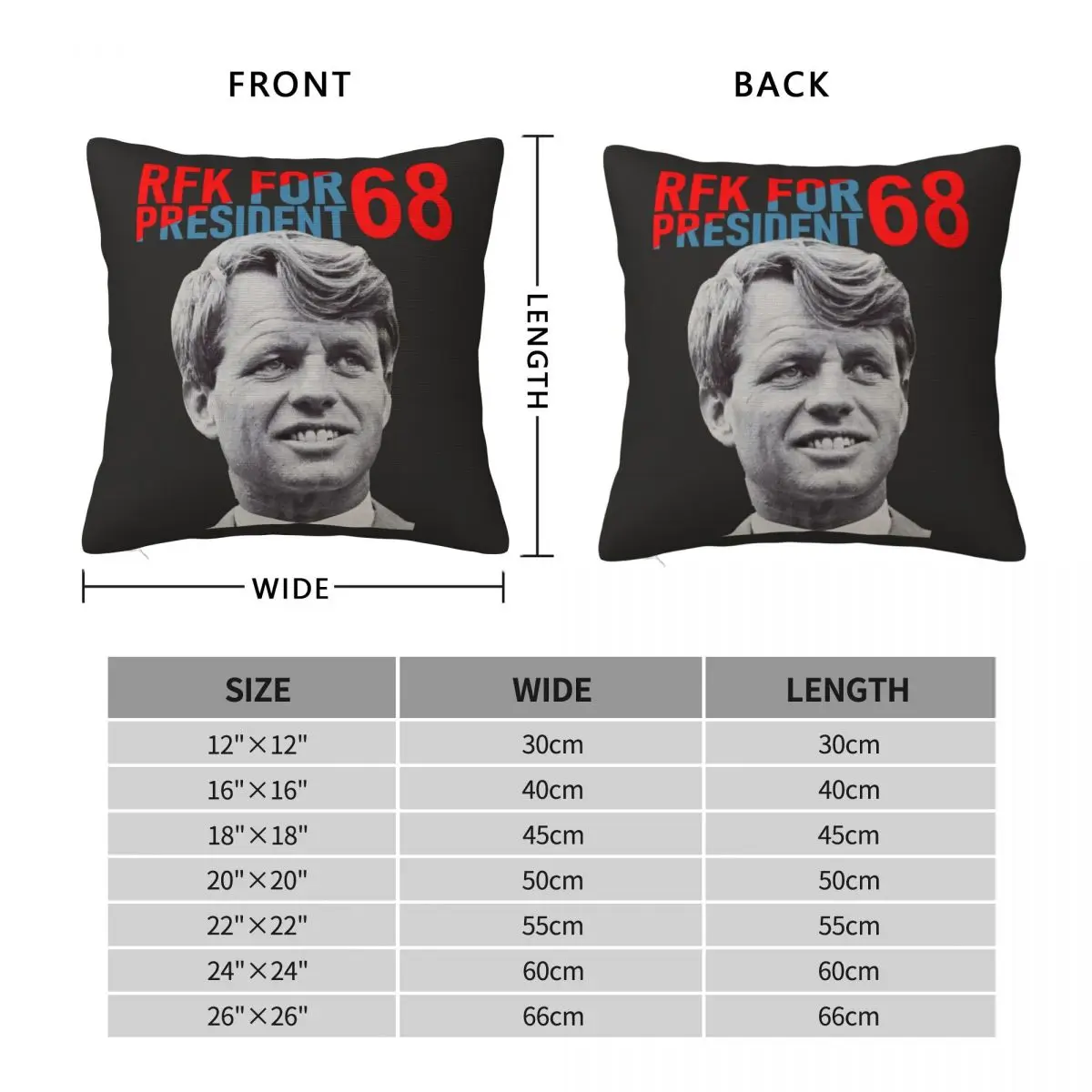 Robert F. Kennedy For President 1968 RFK Pillowcase Polyester Linen Velvet Pattern Zip Decor Room Cushion Cover