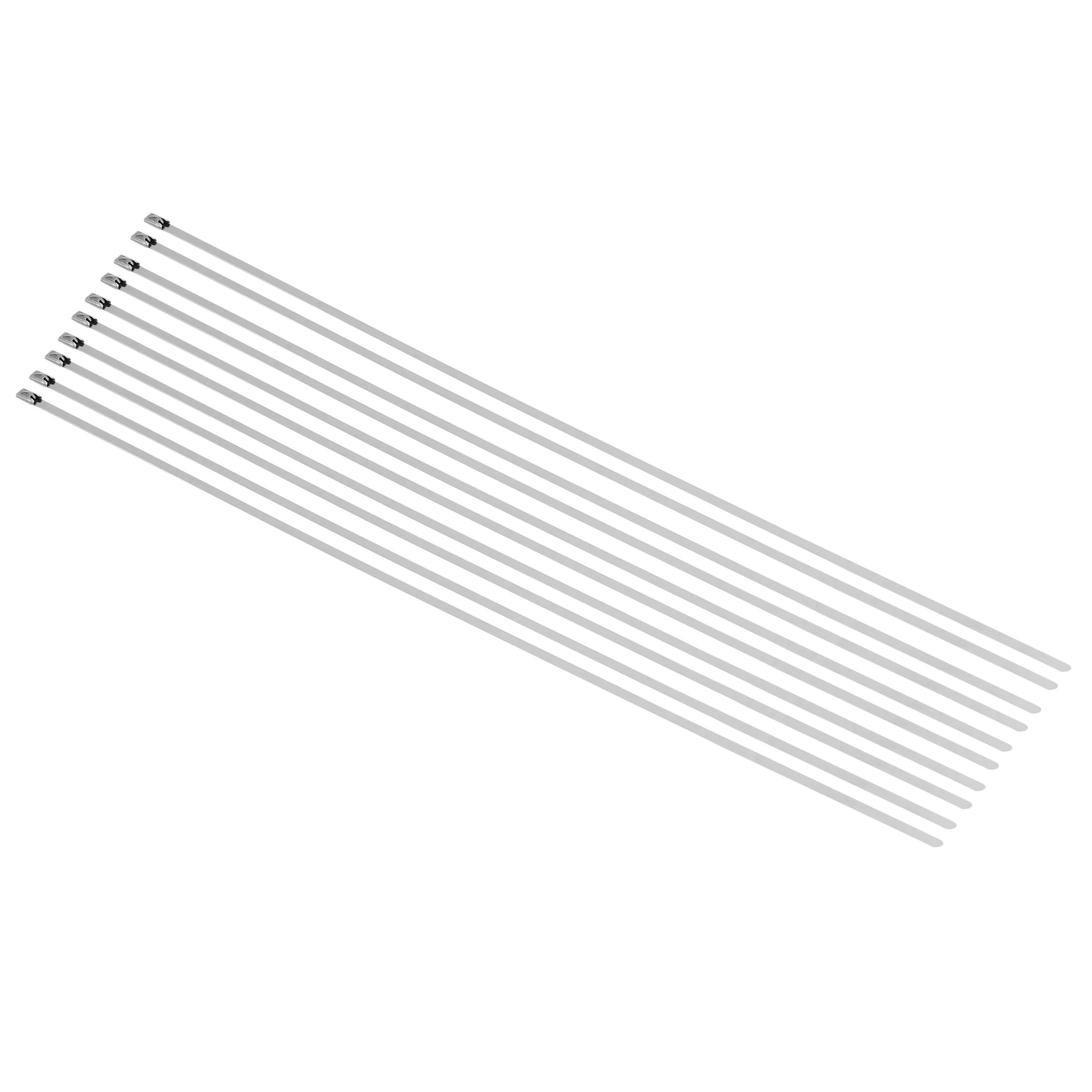 

AB33-50Pcs 17.7 Inch Stainless Steel Locking Cable Ties For Exhaust Pipe Header Wrap Tape Silver