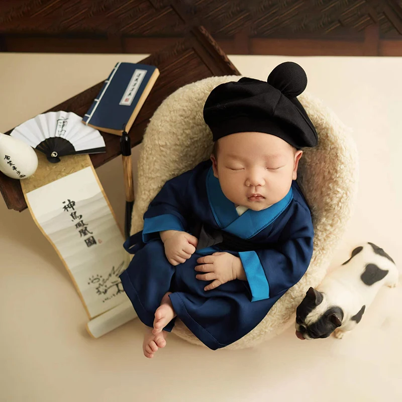 Ropa de fotografía para recién nacido, accesorios de estudio para sesión de fotos, tema antiguo personalizado Tang Bohu