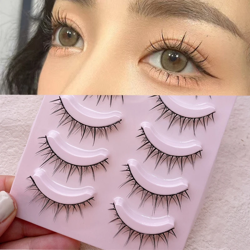 New 5 Pairs Comic Eye False Eyelashes Cos Little Devil Handmade Black Terrier Thick Curling Eyelash Makeup Tools