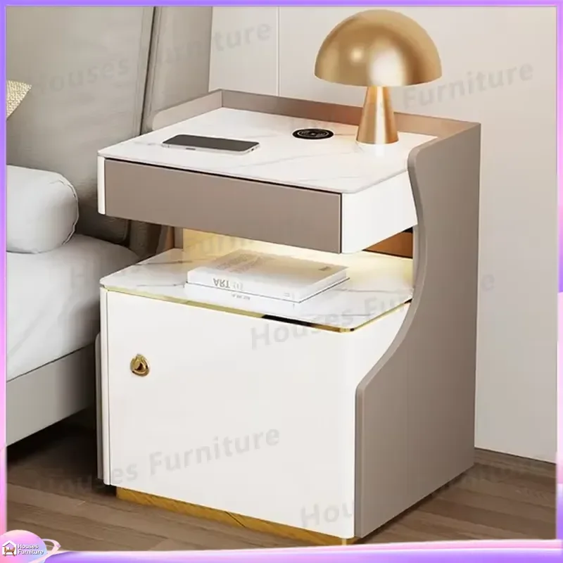 Smart Hidden Bedside Table Safe Fingerprint Password Lock Security Box for Bedroom Apartment Home Anti Theft Storage Cabinet