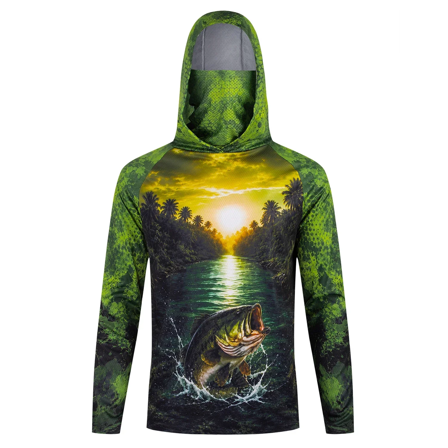 Herren Sommer Kapuzen-T-Shirt UV-Schutz Anti-UV Angelbekleidung Coole Bluse Trikots Herren Hoodies für Outdoor-Aktivitäten – Detail 3