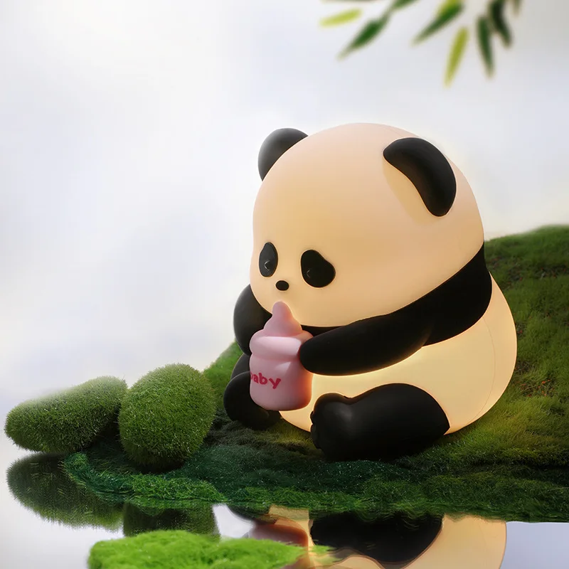 Neuheit Pat Panda führte Nachtlicht USB wiederauf ladbare RGB Kreativität Nachttisch lampe Dimmen Tisch lampe Geburtstag Geschenk Zimmer