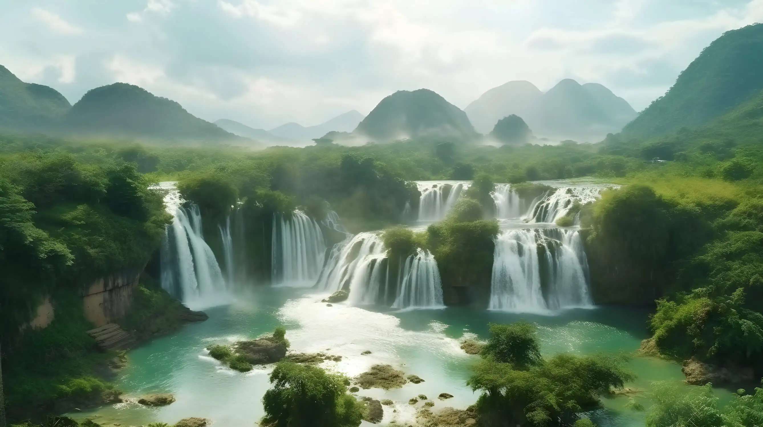 customized wallpaper for walls 3d Beautiful Waterfall background grass lakes blue sky wallpaper restaurant home decoration Mural
