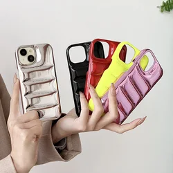 Ins Fashion Warm Winter Down Jacket The Puffer Case Aurora For iPhone 16 15 14 13 17 Pro Max Phone Cases Cover Shockproof Coque