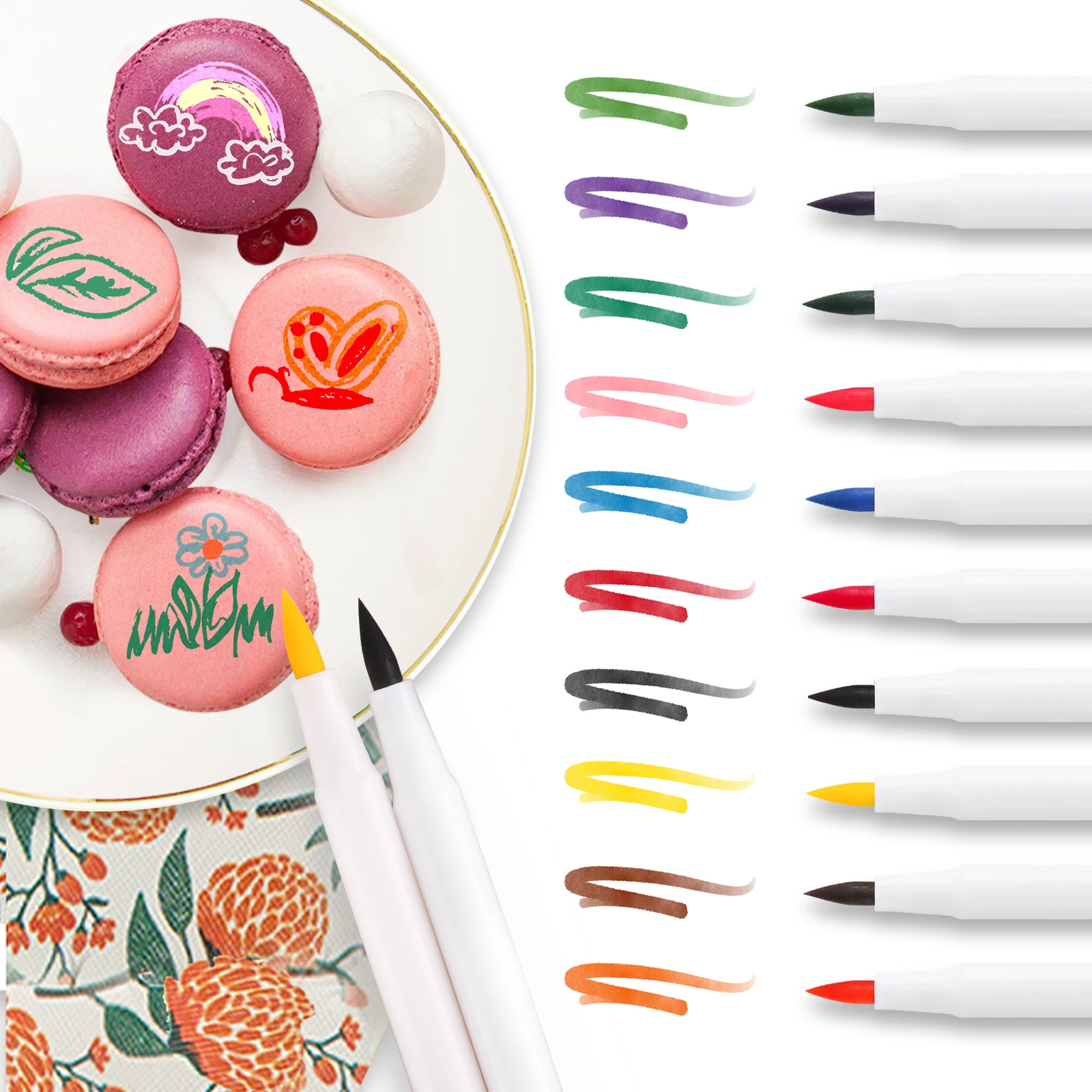One Pack 10 Pieces Food Coloring Marker Pen For Decorating Cake Cookies Biscuits Brush Bread Markers Pen DIY Baking Tool