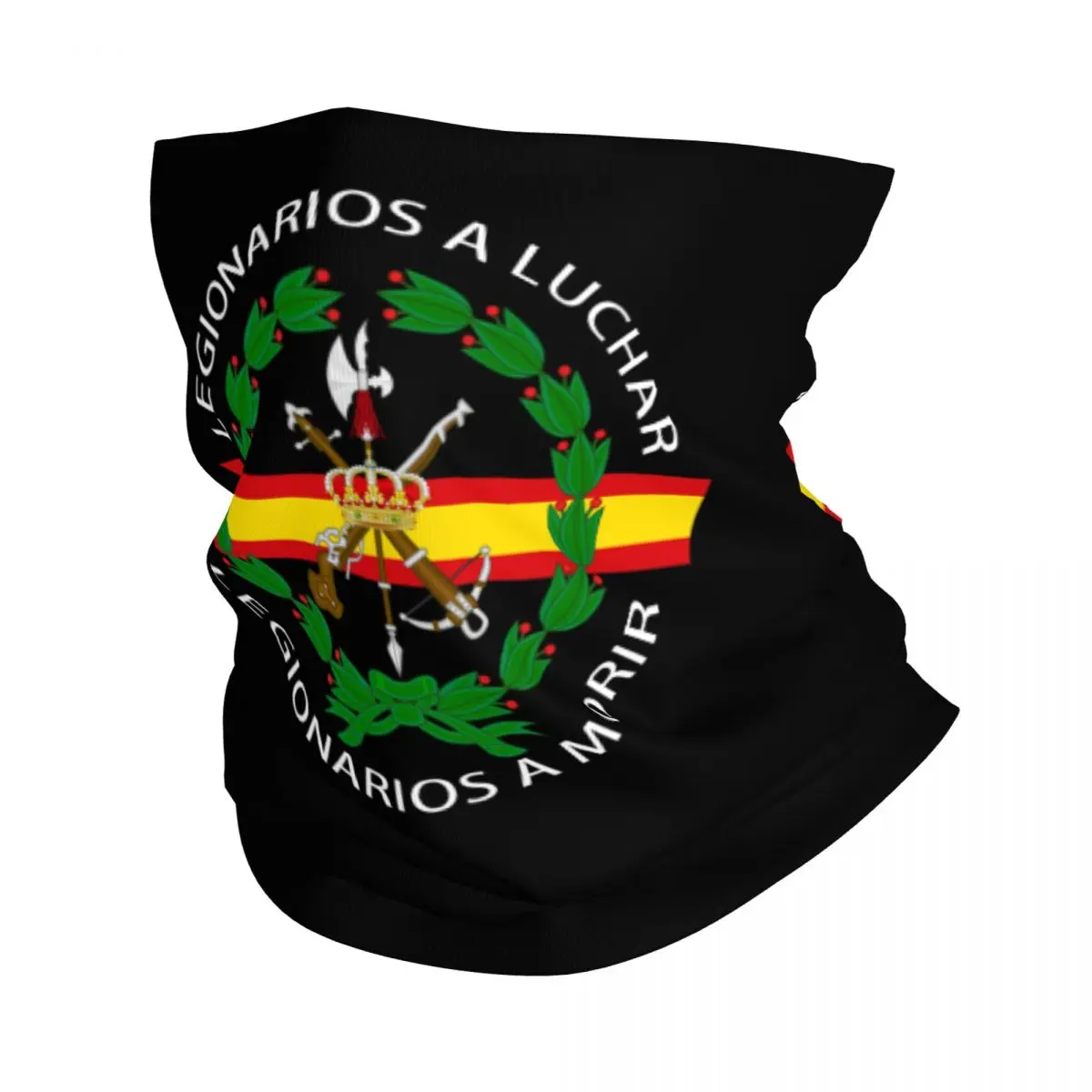 Custom Spanish Legion Bandana Neck Gaiter for Ski Running Wrap Scarf Spain Coat of Arms Balaclava Warmer Face Scarf Cover