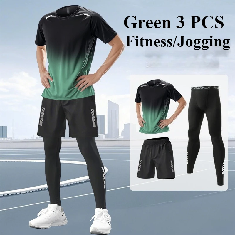 

Summer Fitness Sports Suit 2-3 PCS Loose & simple Ice Silk Quick Dry Men's T-shirt Lightweight Running Moisture Wicking