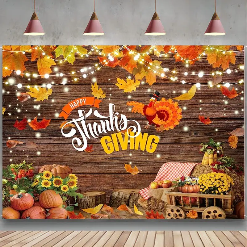 

Thanksgiving Day Photography Backdrop Thanksgiving Turkey Pumpkin Decoration Thanksgiving Party Decor Banner Backdrops