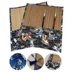 Chinese Retro Painting Brushes Holder Storage Bamboo Rolling Bag Calligraphy Pens Case Curtain Pack for Art Supplies