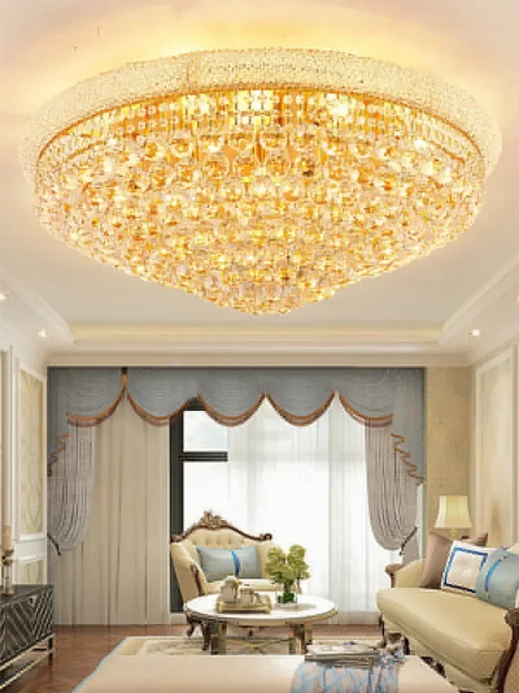 

Luxury Modern LED Lighting Hareware Glass for Living Room Villa or Chateau Bedroom Diningroom Golden Crystal Ceiling lamp