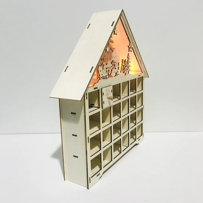 custom.Handmade Wooden Calendar Box Elegant Countdown Decorations Engraved Design Holiday Gi