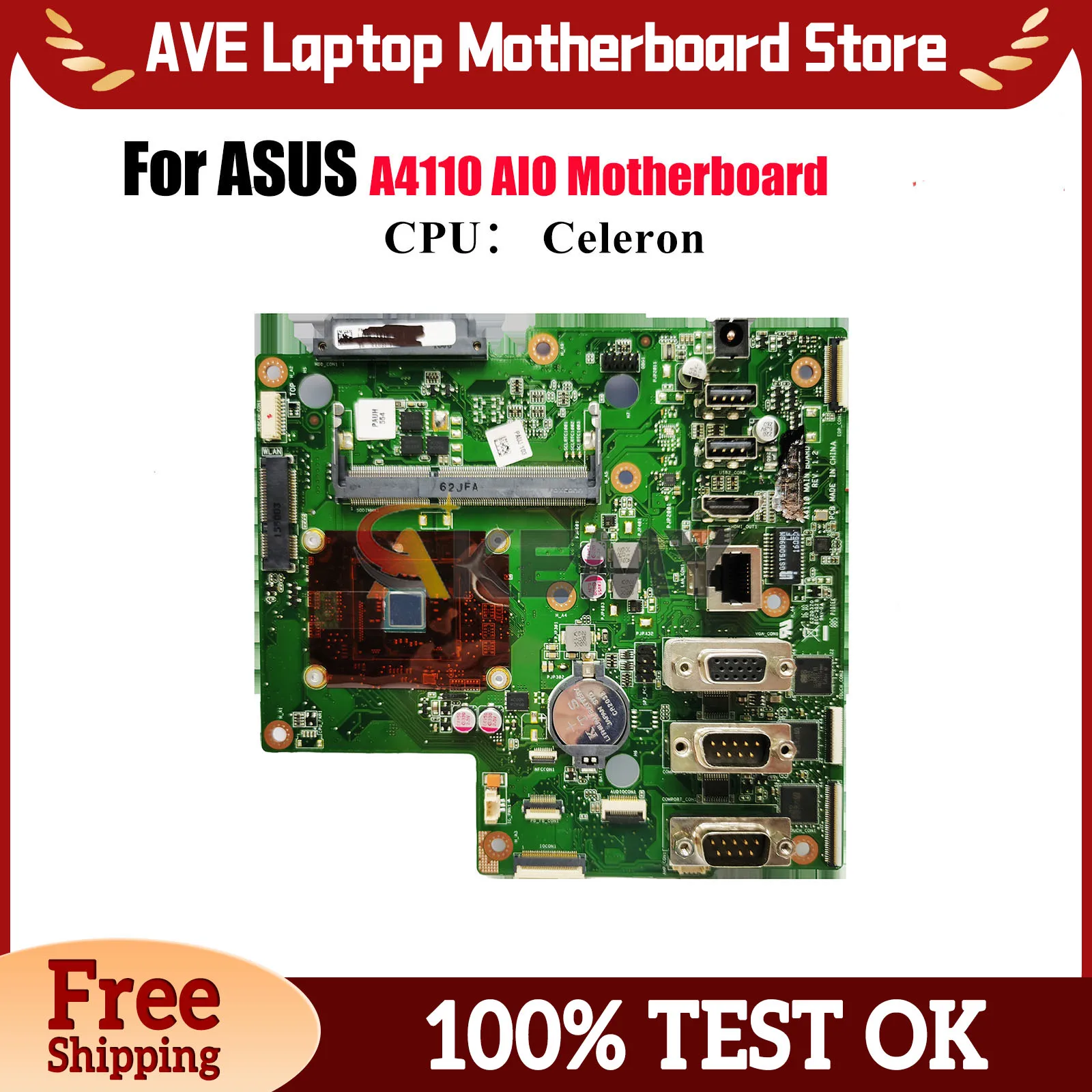 

Материнская плата для ноутбука A4110 для ASUS AIO A4110 PRO, материнская плата с процессором Celeron, 100% тестирование, ОК, быстрая доставка, высокое качество