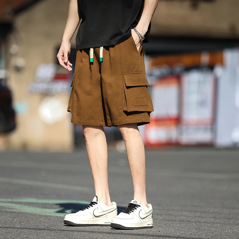 

Japanese Sle Summer Thin Casual 5-Point Men's Beach Pants American Retro Running Sports orts Faionable Straight Leg Wor...