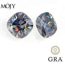 MOJY Gray 100% Moissanite Loose Stone Colourful Cushion Cut 0.5~6.0ct with GRA Certificate for Women DIY Fine Jewelry Material