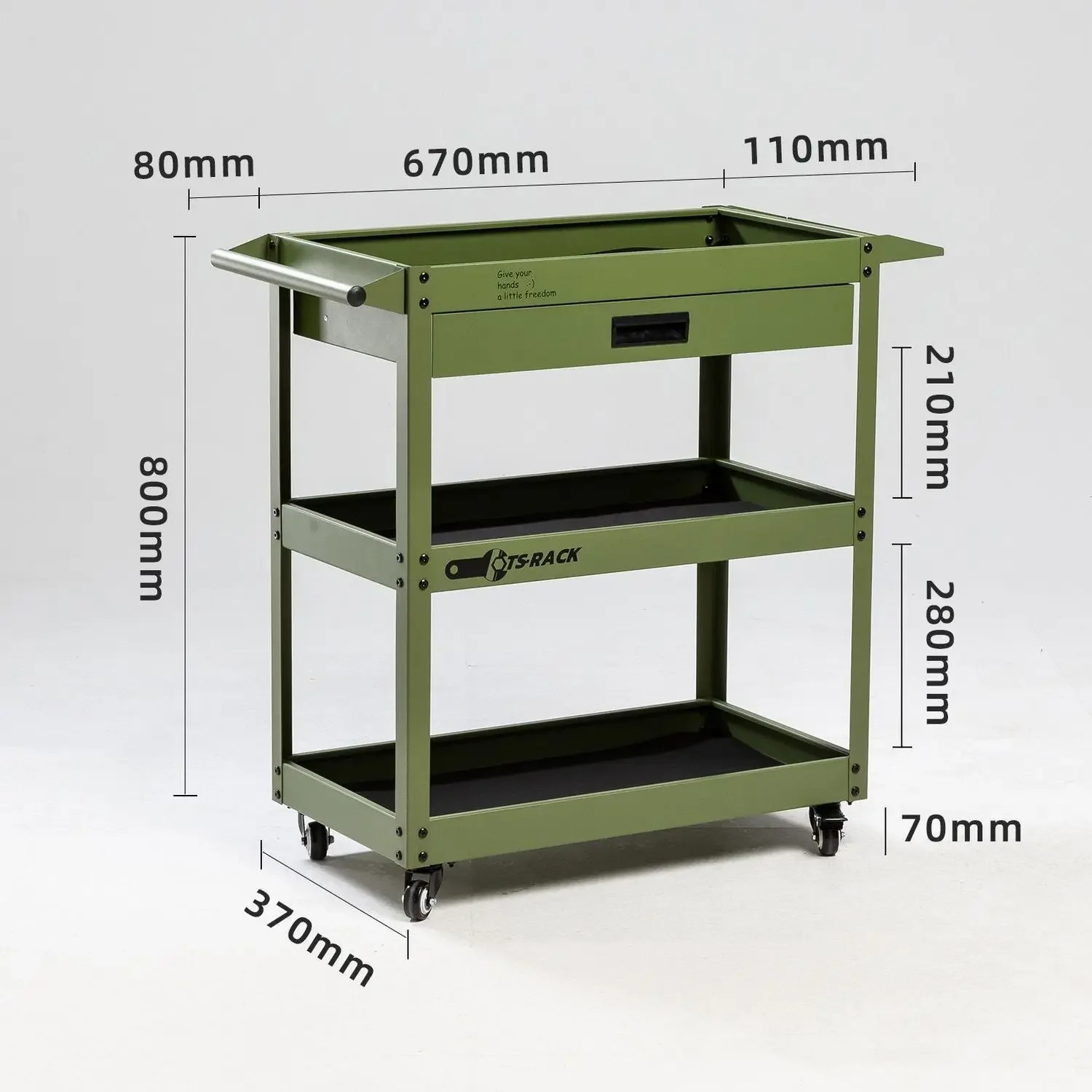 SF Express Nordic three-layer cold-rolled steel rack with wheel storage cafe storage truck Industrial wind tool truck