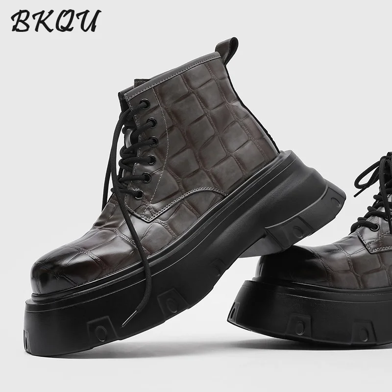 

BKQU Chelsea Boots Men's 2025 Autumn New Style Thick-soled English Style Lace-up Design Front Upper Fashionable Ankle Boots