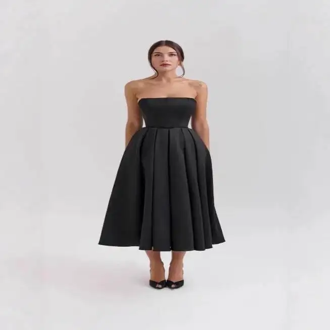 

Hot-selling 2025 New Sexy Solid Color Strapless Slim Fit Elegant Sexy Hot Girl Dress Boho 2025 Summer Dress Robe Vestido Women