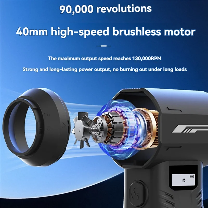 

LNHF высокоскоростной 90000 об/мин жестокий вентилятор воздуходувка 9 передач регулируемый бесщеточный струйный вакуумный комплект электроинструменты