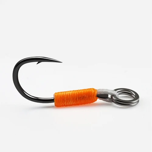 Imagen 2 del producto 10 par/lote anzuelo de Pesca Jig doble par de anzuelos accesorios de hilo de púas Pesca señuelo de Pesca de acero rico en carbono Jigging lento