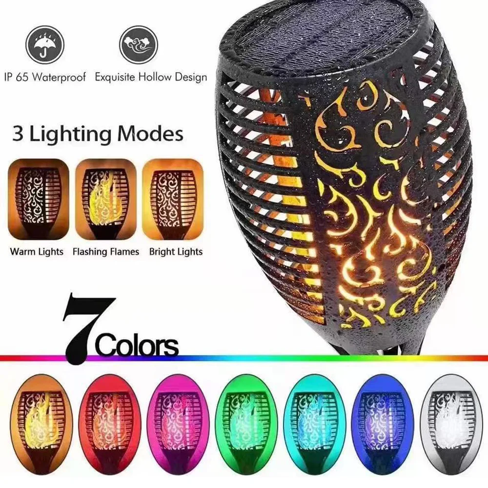 

96 LED Lights Solar Charge Imitation Flame Lamp Lawn Path Light Festive Atmosphere Lantern Garden Camping Christmas Decoration