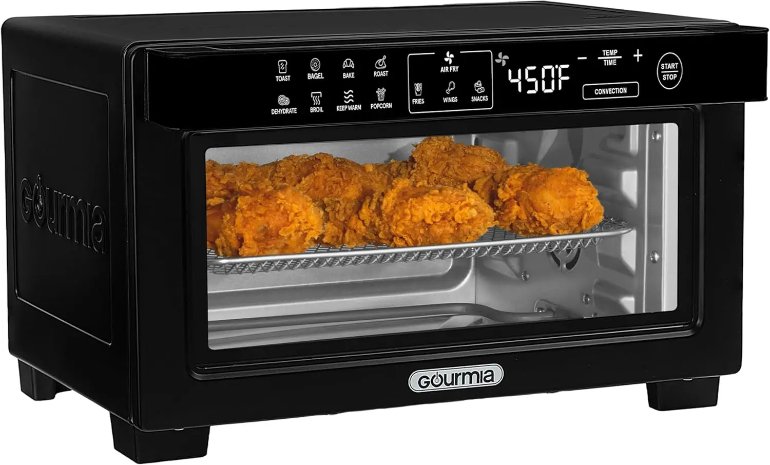 

Digital Air Fryer Toaster Oven - 12 Presets, Convection, 4 Slice, 3 Rack Positions, Fits 9" Pizza, Black