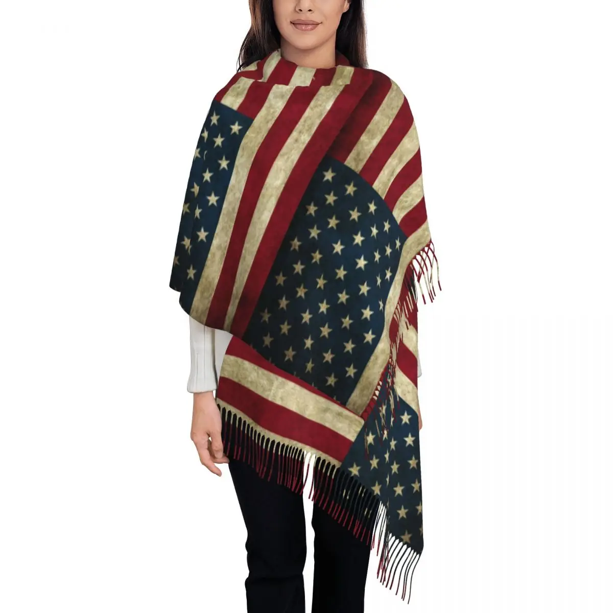 

Винтажный американский флаг женский Мягкий США гордый шарф женский зимний шарф