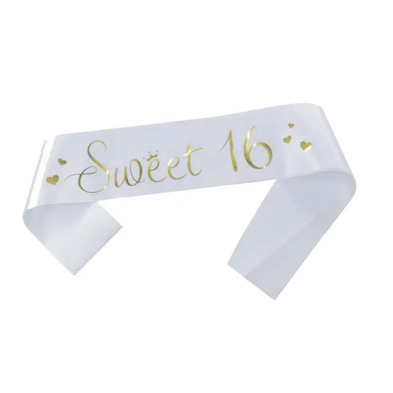 Zoete 16 Verjaardag Satin Sash Voor Meisjes Prinses 16th Verjaardagsfeestje Decoratie Ideeën Levert Gunst Geschenken Wit Roze