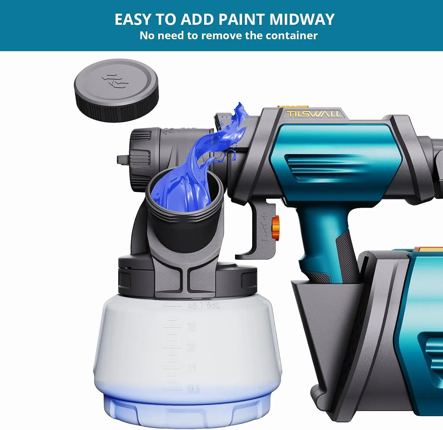 ^For Paint Sprayer 800W HVLP Spray Paint Gun with 1300ml Container, Electric Paint Sprayer Gun with 4 Nozzles & 3 Patterns