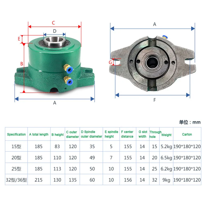 15/20/25/32 Type Pneumatic Chuck Seat Instrument Lathe Chuck Holder Vertical Clamp Holder