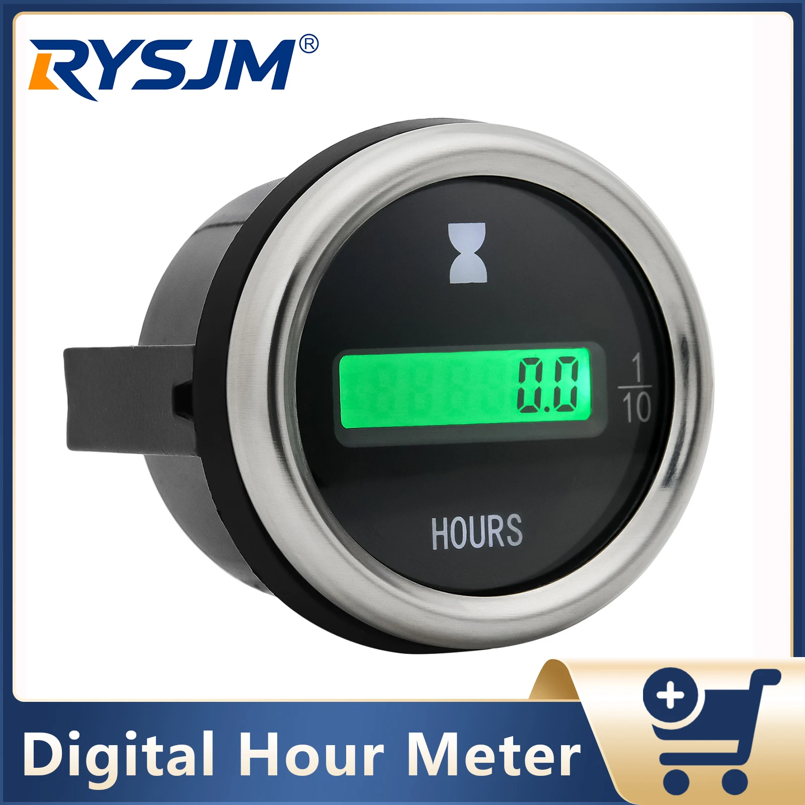 52mm Digitaler LED-Betriebsstundenzähler mit grünem Licht, Stundenzähler für Motorrad, Auto, Marine, Boote, Instrument 12V 24V