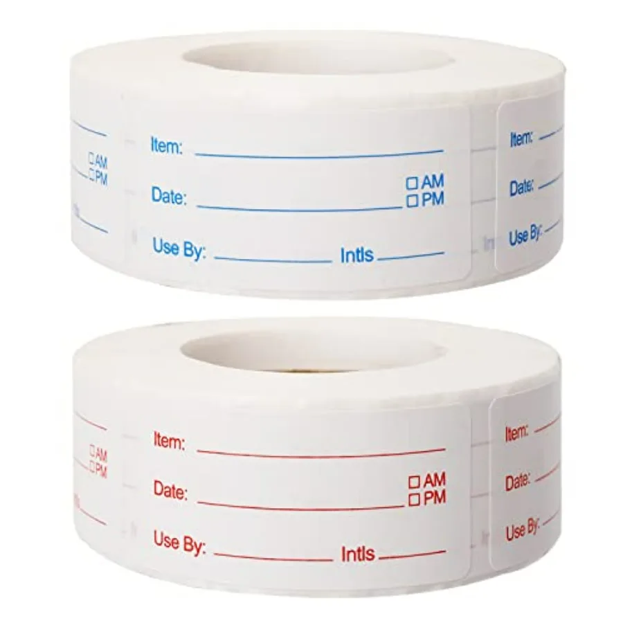 

2 Rolls Pieces Removable Food Labels, 1 x 2 Inch Date Stickers for Freezer, Refrigerator Food Containers - Easy to Write
