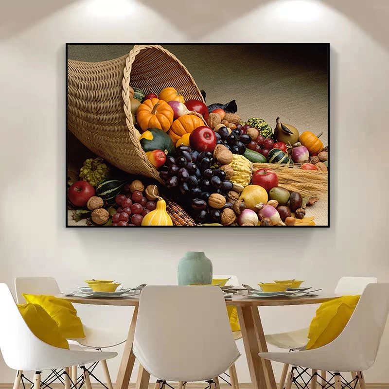 Fruit Vegetable Cooking Supplie Posters Kitchen Wall Art Pictures Painting Wall Art for Living Room Home Decor (No Frame)