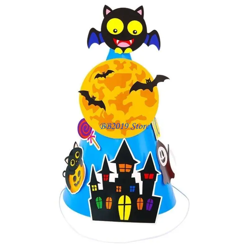 Q0KB Halloween Hat Kid Material papier Papier Point Point Préscolaire Jouet artisanal